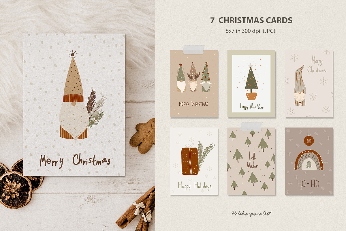 Merry Christmas Nordic Gnome clipart, an Illustration by polikarpovaart (Photo 4 of 10)