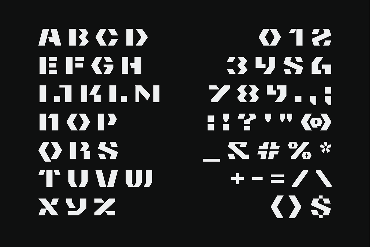Obac-Geometric Stencil Display Font, a Sans Serif Font by Ebad Designs (Photo 2 of 7)