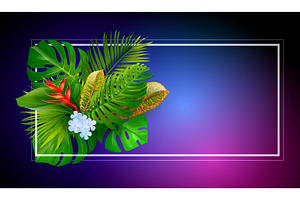 Exotic leaves neon background, an Object Illustration by Stock-Smart-Start