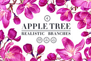 4 Apple Tree Flower Branches, an Illustration by MarynaPetrovska (Thumbnail 1 of 14)