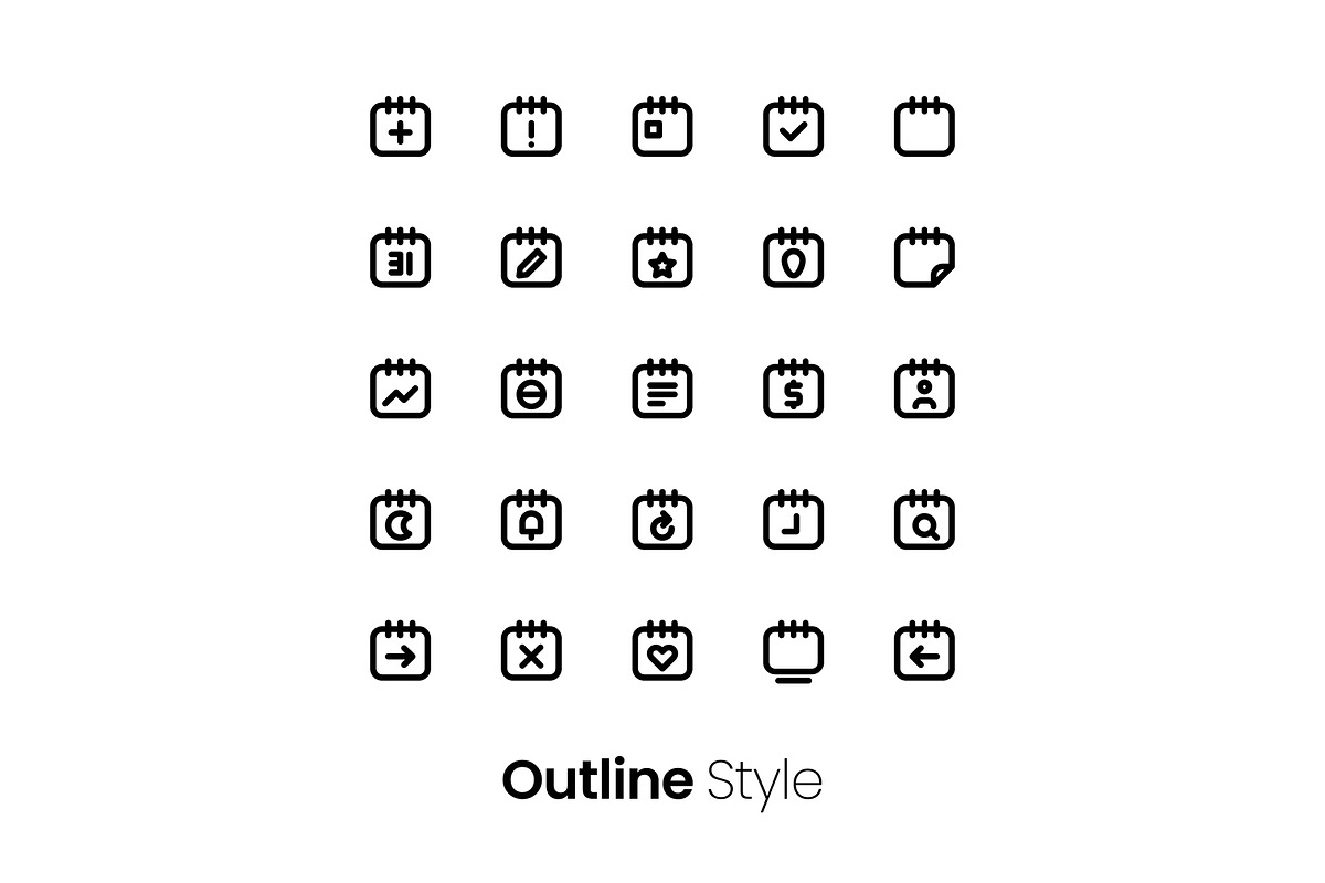 3 Styles Calendar Icon Pack, an Outline Icon by hafizhhapis (Photo 4 of 4)