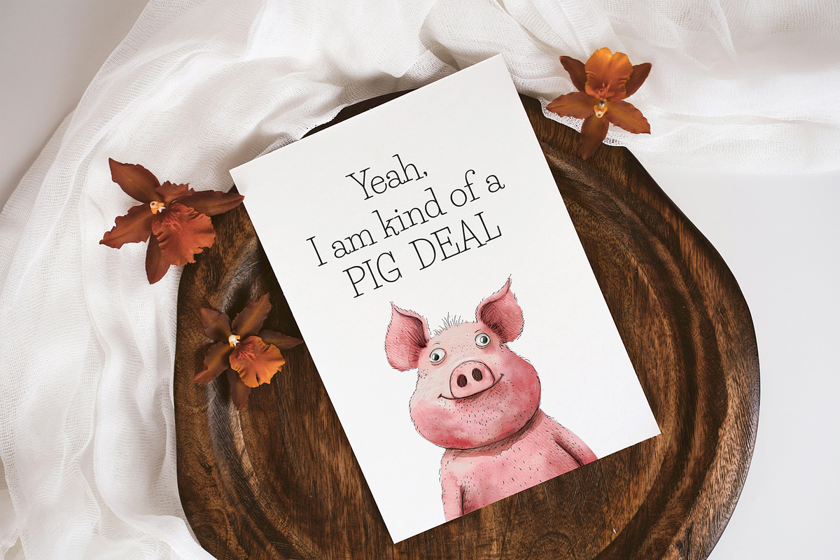 Quirky Pig clipart, an Animal Illustration by PaintPixelCo (Photo 6 of 9)