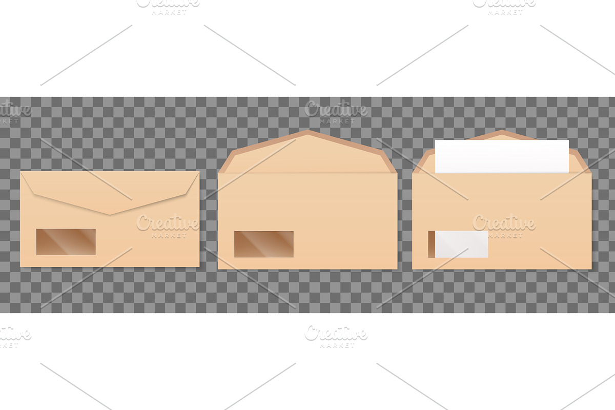 Realistic kraft paper envelopes with, an Object Illustration by Vectorbuum