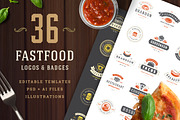 36 Fast Food Logos and Badges, a Branding & Logo Template by Vasya Kobelev (Thumbnail 1 of 18)