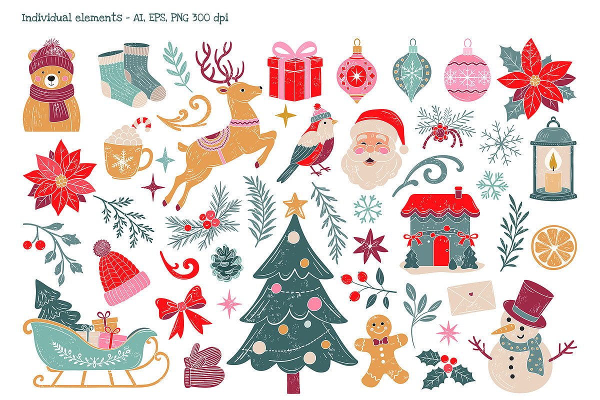 Magical Christmas. Vector Clipart, a Seasonal Illustration by Hanna's ArtLab (Photo 2 of 8)