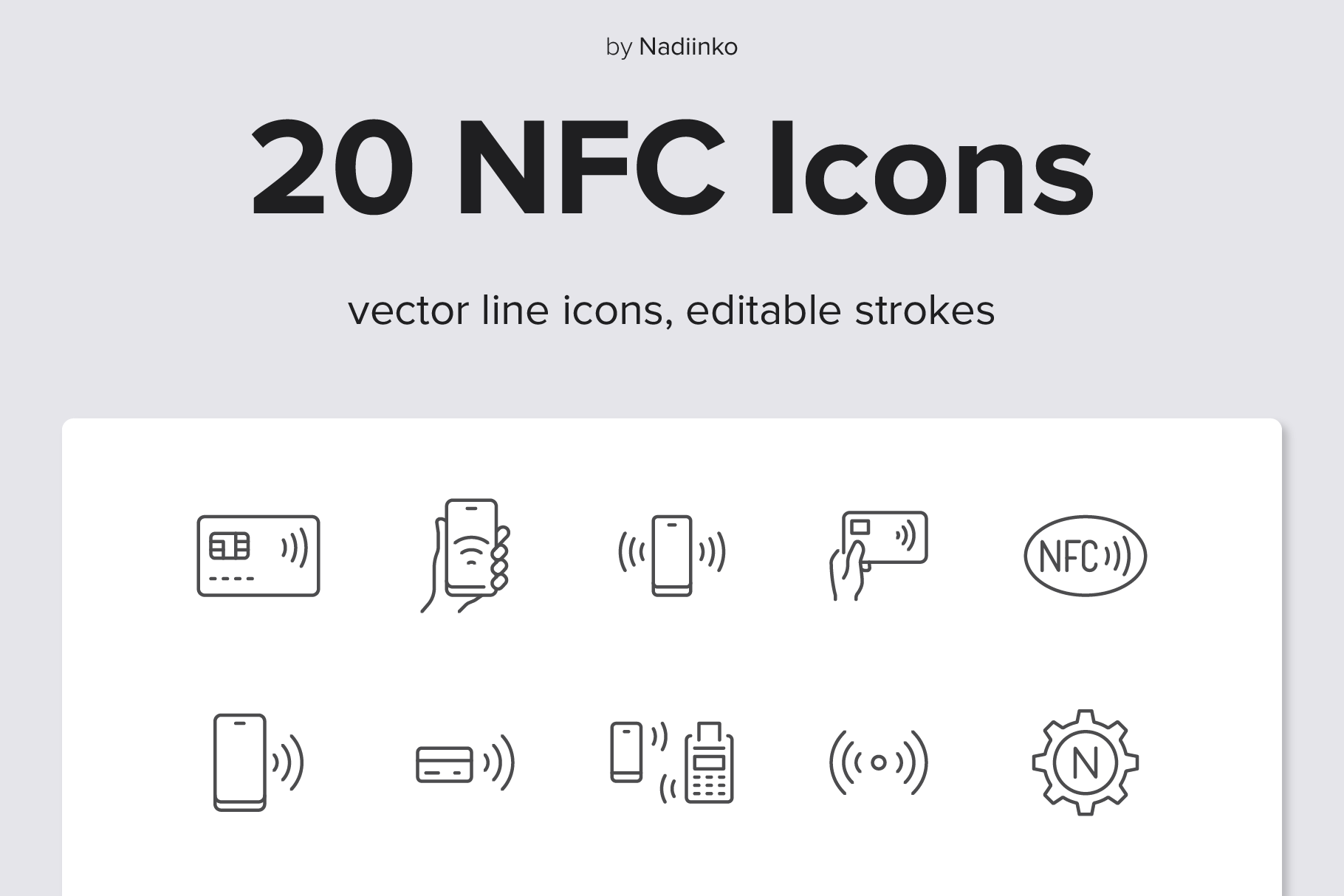 NFC Line Icons, an Outline Icon by Nadiinko