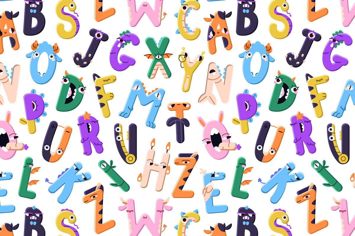English alphabet, monsters letters, an Animal Illustration by PaperTrident (Photo 5 of 5)