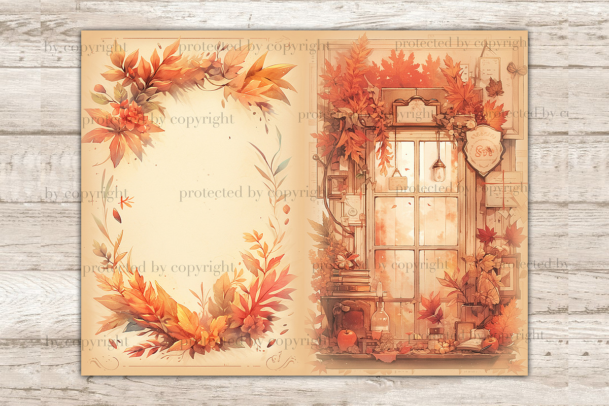 Fall Vibes Junk Journal Paper, a Seasonal Illustration by GlamArtZhanna (Photo 3 of 9)
