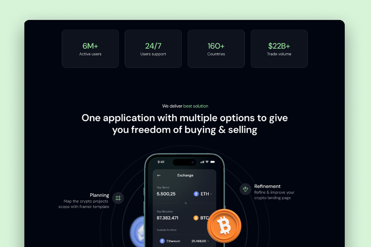 Crypgo Framer Landing Page Template, a Landing Page Template by WrapPixel (Photo 5 of 8)