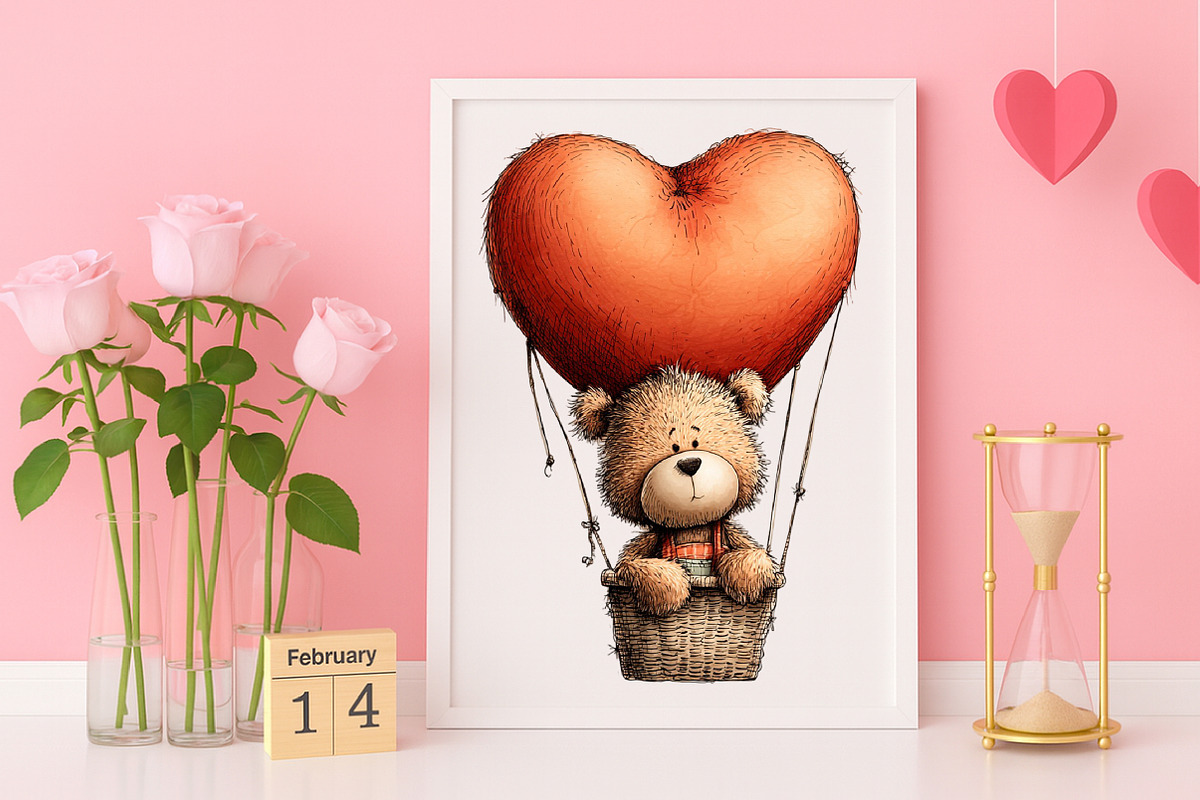 Whimsical Valentine Bear Clipart, an Illustration by Canvas Craft (Photo 5 of 6)