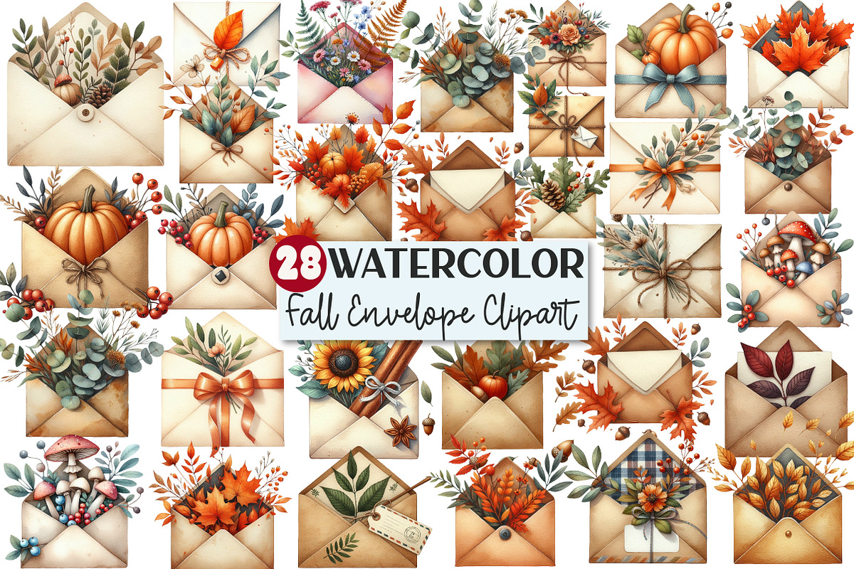 Autumn Envelope Clipart, an Illustration by Rose Art (Photo 1 of 7)