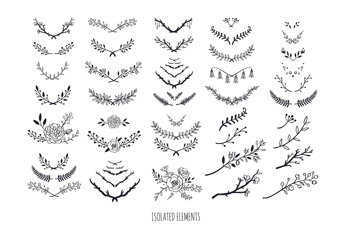Boho floral line art hand drawn set, a Decorative Illustration by Wild Muse (Photo 2 of 7)