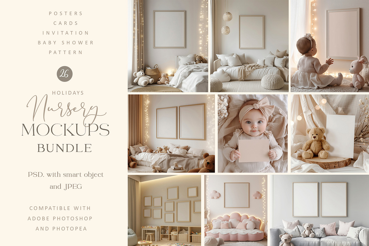 Holidays Nursery Mockups., a Books & Magazine Mockup by Designwork (Photo 1 of 16)