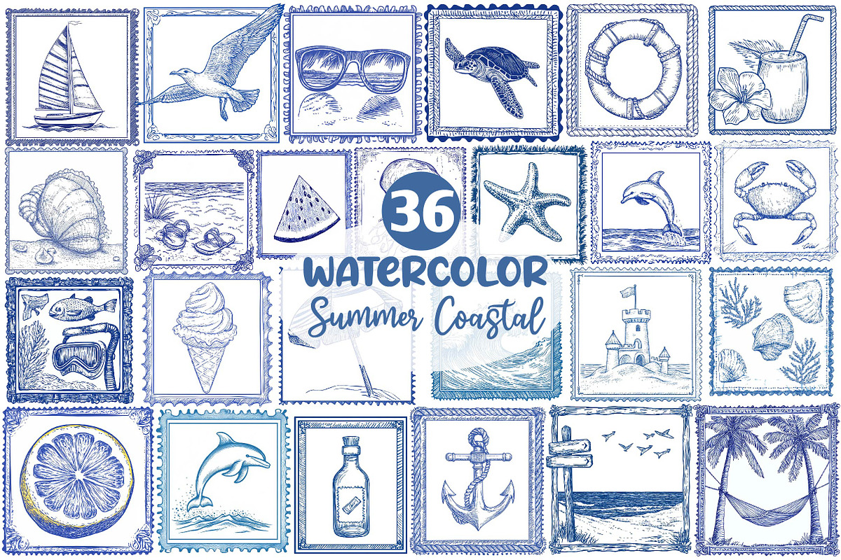 Summer Coastal Sublimation Clipart, an Illustration by Dream Creation (Photo 1 of 7)
