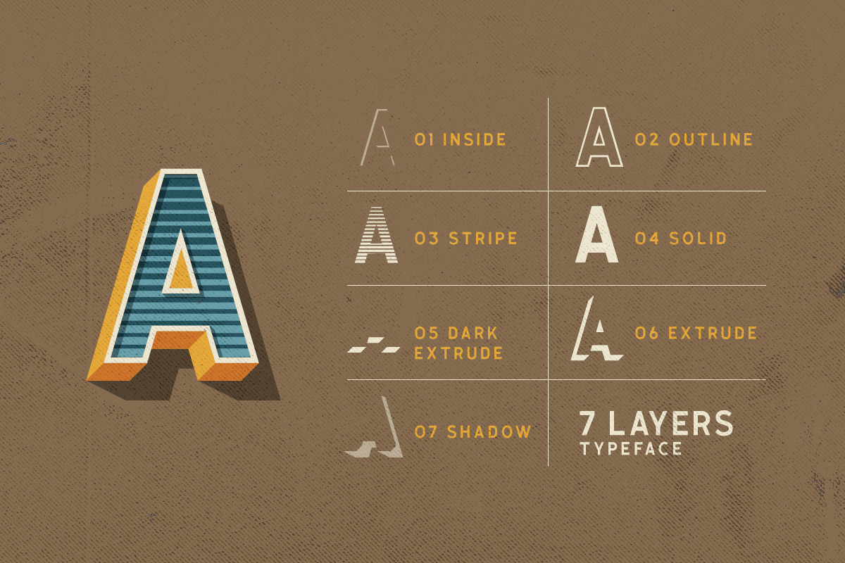 Calasans - 7 Layered Fonts preview 2