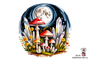 Mushroom and Crystal PNG Bunndle, a Graphic by Clipart Studio (Thumbnail 6 of 11)