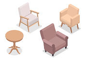 Isometric furniture set with chairs, an Object Illustration by Yayasya (Thumbnail 2 of 3)