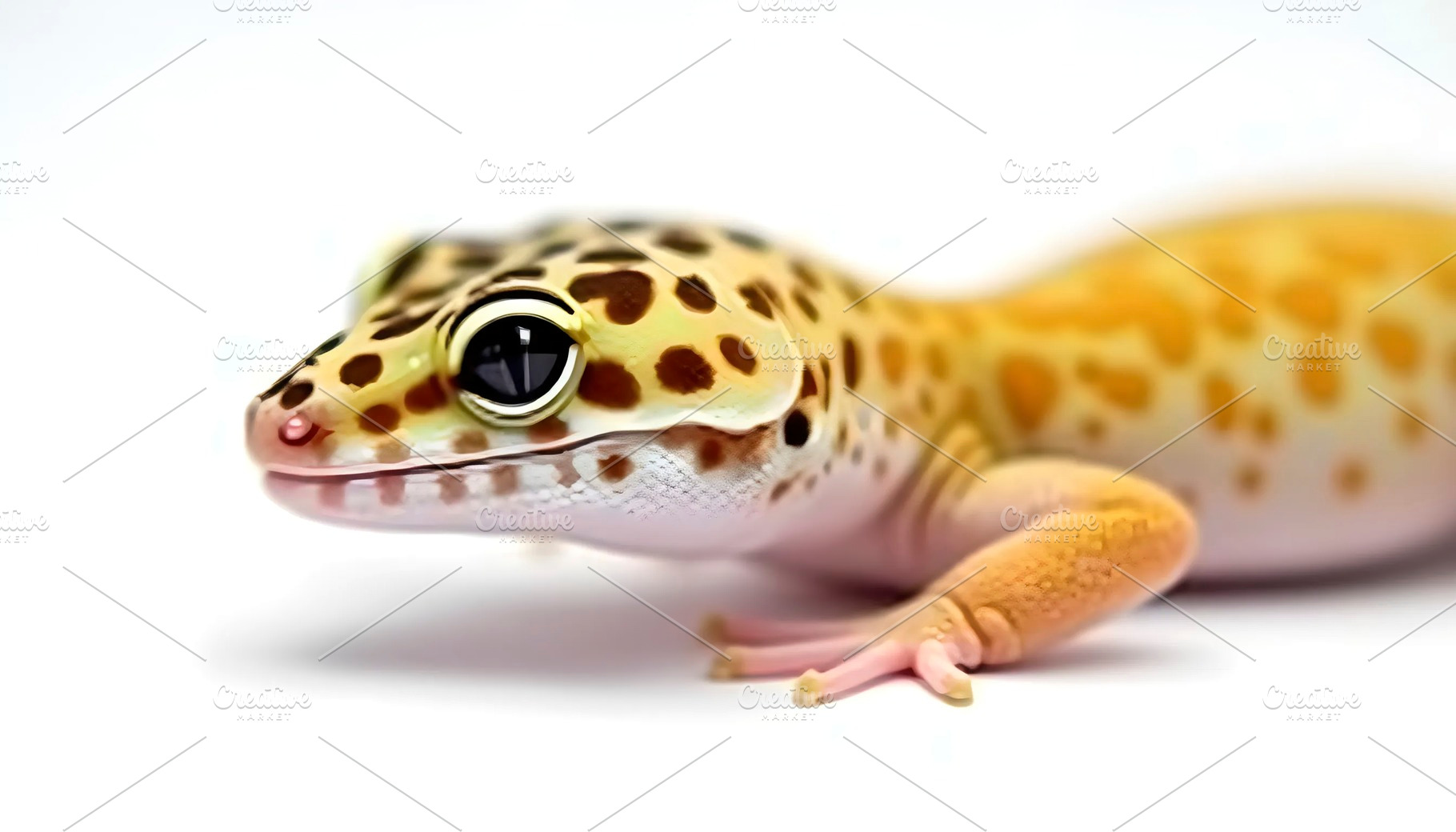 Leopard Gecko Resting On White Backg, a Photo by LOGOCREATIVE