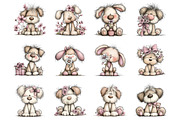 Whimsical easter dogs clipart, an Illustration by SinaCreation (Thumbnail 2 of 11)