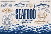 Seafood Illustrations Patterns, an Animal Illustration by Trape Graphic Studio (Thumbnail 1 of 4)