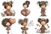 Whimsical Valentine Girl Clipart, an Illustration by Craft Nest (Thumbnail 4 of 9)
