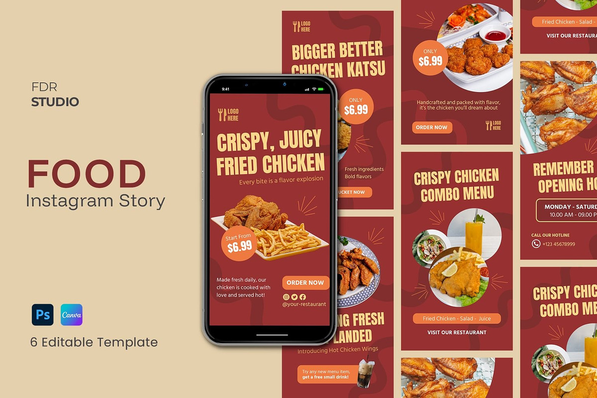 Food Instagram Story Template, a Social Media Template by FDR Studio (Photo 1 of 4)