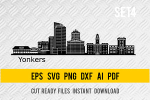 Yonkers City Skyline Stencil Cut SVG