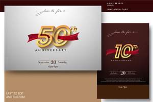 Golden Anniversary Logo & Red Ribbon