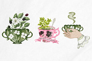 Tea time at the garden clipart set, a Decorative Illustration by Yelloo Fish (Thumbnail 8 of 16)