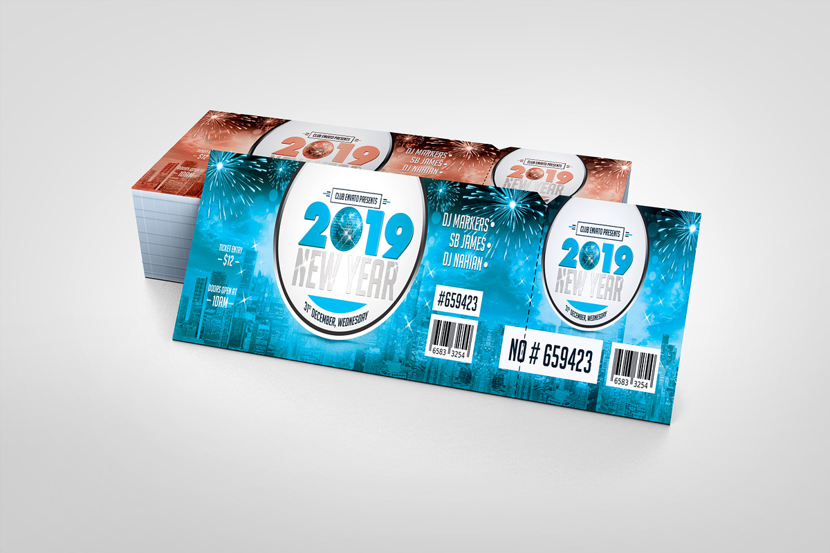 2019 New Year Event Ticket | VIP Pas, an Invitation Template by ContestDesign (Photo 4 of 5)