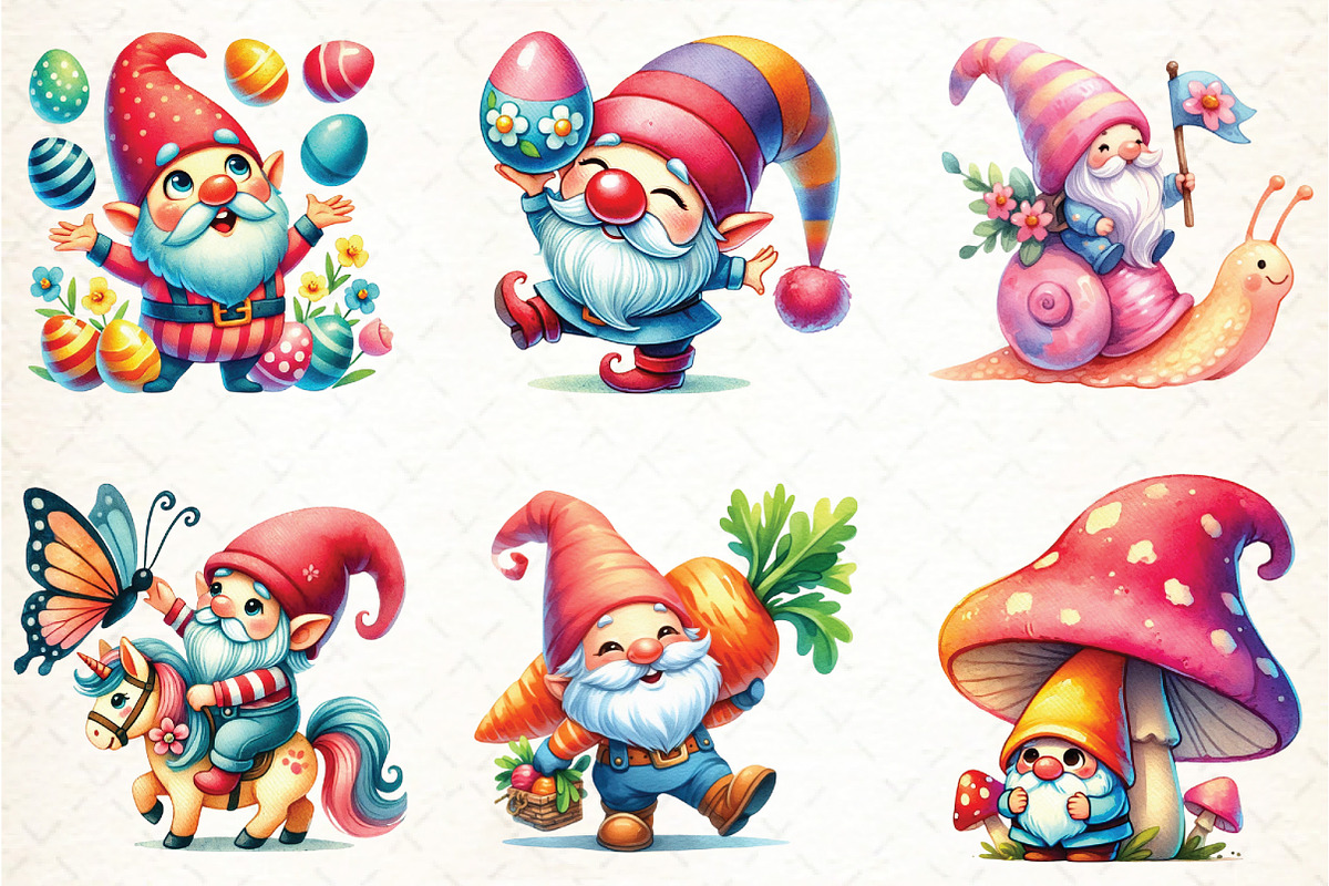 Funny Spring Gnome clipart, an Illustration by DreamCafeArt (Photo 3 of 3)