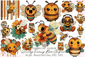 Quirky Funny Bee Clipart, an Illustration by Sublimation Artist