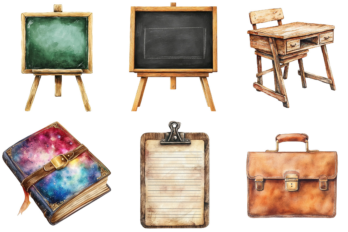 Retro Back to School Clipart, a Seasonal Illustration by CitraGraphics (Photo 2 of 3)