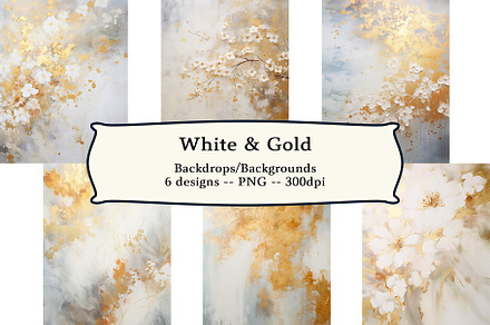 6 White & Gold Painting Backgrounds