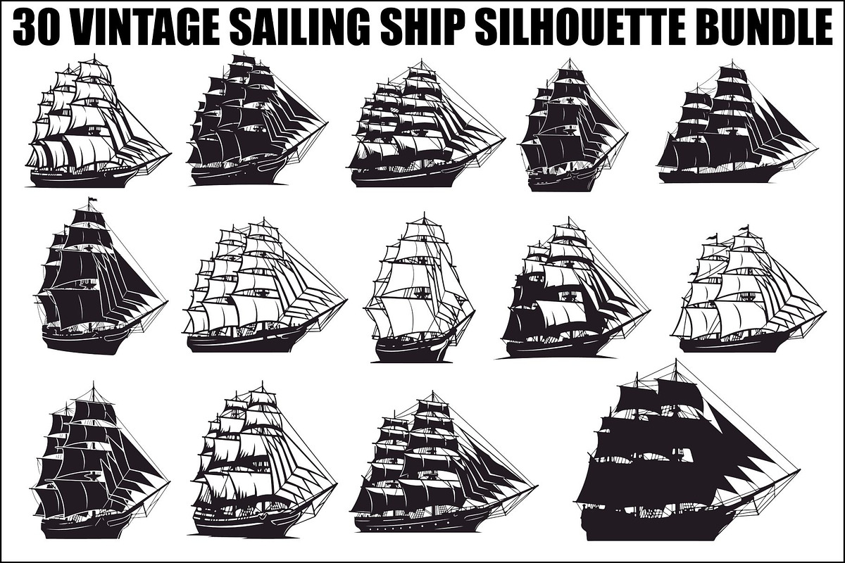 Vintage Sailing Ship SVG Bundle, an Illustration by Designs_River (Photo 31 of 31)