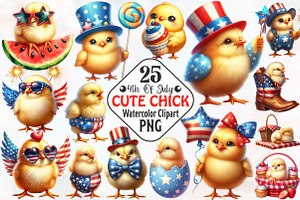 4th Of July Cute Chick Sublimation, an Animal Illustration by RobertsArt