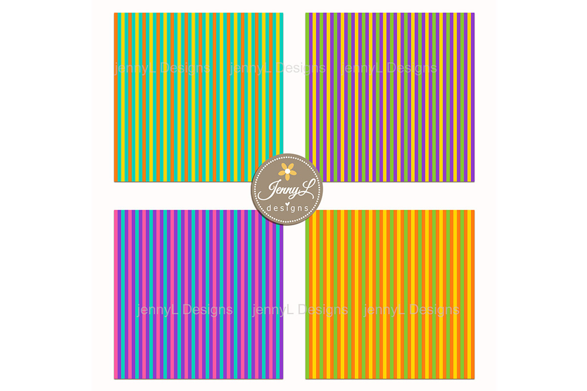 Bright Stripes Digital Papers, a Pattern Graphic by JennyL Designs (Photo 2 of 8)
