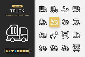 Truck Icons, an Outline Icon by Spacepixel Creative