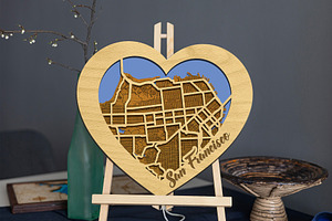 San Francisco Map Laser Files Heart