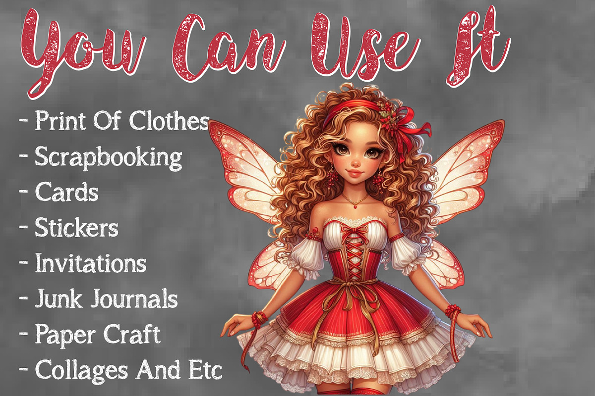 Christmas Cute Fairy Sublimation, a Seasonal Illustration by Craft Nest (Photo 5 of 5)