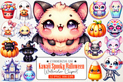 Kawaii Spooky Halloween Clipart, an Illustration by RobertsArt (Thumbnail 1 of 7)