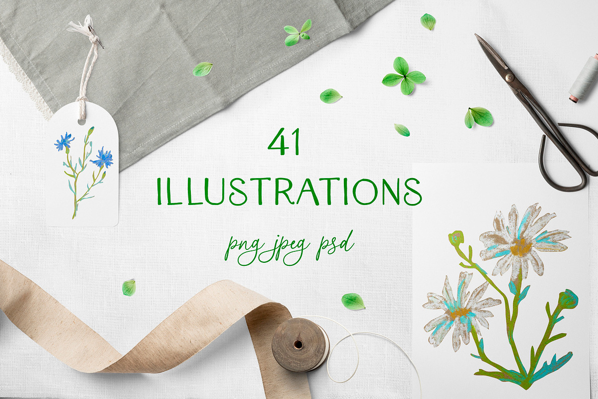 Crayon Wildflowers & Grasses Clipart, a Healthcare Illustration by Lucyinyourheart (Photo 1 of 5)