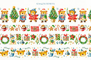 Christmas tigers. New Year cute set., an Animal Illustration by babenkoirusa (Thumbnail 4 of 17)