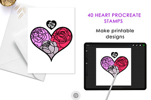 Procreate Heart Stamps 40 Brushes