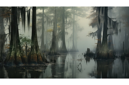 water cypress swamp landscape ai, a Background Photo by pikepicture