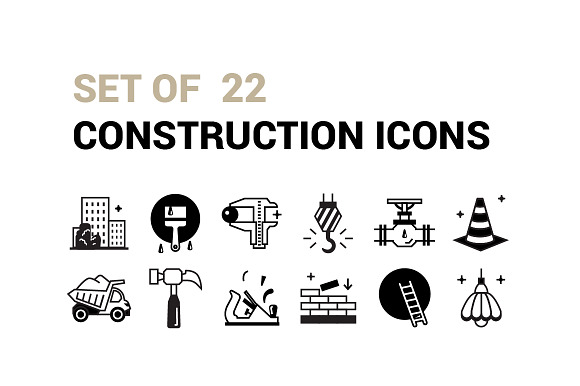 Set Of 22 Construction Icons.