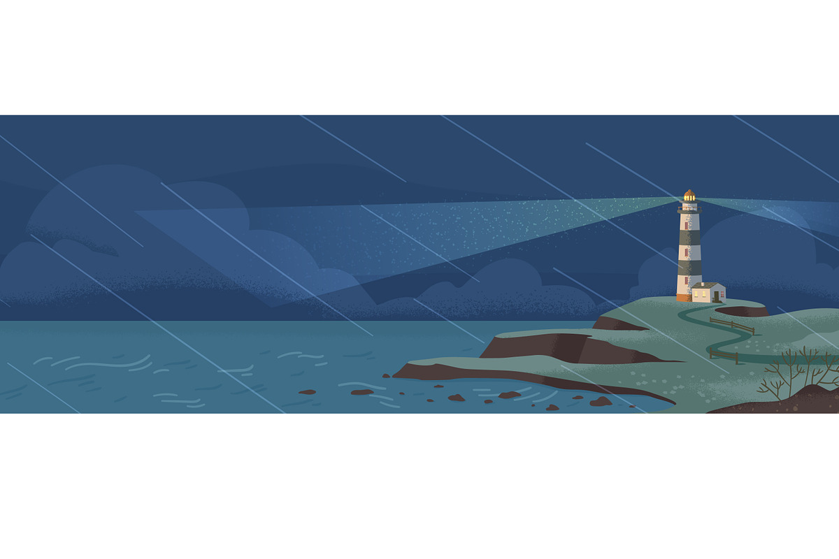 Coastline landscape with lighthouse, a Seasonal Illustration by Good Studio (Photo 3 of 3)