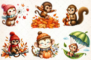 Cute Autumn Monkey Sublimation, an Illustration by DreamCafeArt (Thumbnail 2 of 4)