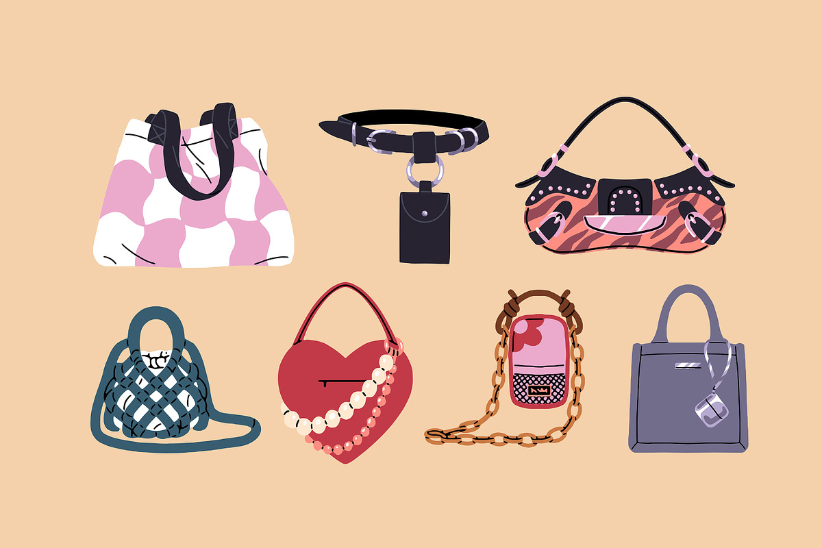 Fashion women's bags set, pattern, an Object Illustration by PaperTrident (Photo 2 of 4)