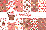 Valentine's Sweets Clipart & Pattern, an Illustration by s.yanyeva (Thumbnail 3 of 4)